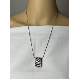 Vintage Silver Block Necklace. Marked MSCO 925, Measures 22"